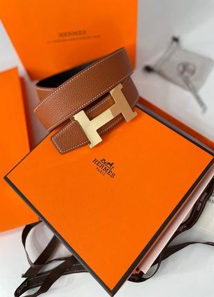 Стильный двусторонний ремень качество люкс hermes натуральна кожа4 фото