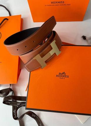 Стильный двусторонний ремень качество люкс hermes натуральна кожа2 фото