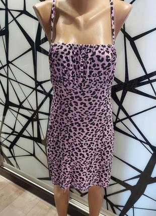 Летнее платье, сарафан лавандового цвета boohoo в леопардовый принт 44-483 фото