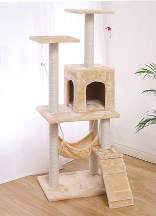 Когтеточка-будиночок для кота taotaopets 047707 beige ганчірка 140*54*30 см (k-2979s)1 фото