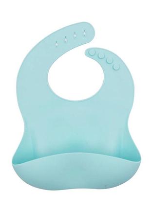 Силіконовий слинявчик нагрудник для малюка з кишенею світло-блакитний babym