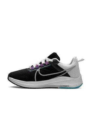 Женские кроссовки nike air zoom x run black white blue #найк4 фото