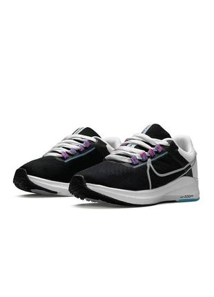 Женские кроссовки nike air zoom x run black white blue #найк8 фото