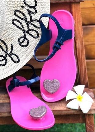 Силиконовые сандалии, вьетнамки, шлепки, босоножки zhoelala глиттерное сердце