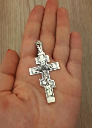 Массивный крест серебряный 925 пробы. кулон из серебра для мужчины.5 фото