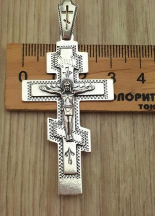 Массивный крест серебряный 925 пробы. кулон из серебра для мужчины.10 фото