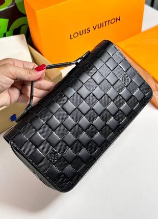 Кошелек органайзер барсетка клатч мужской кожаный черный брендовый в стиле луи витон louis vuitton
