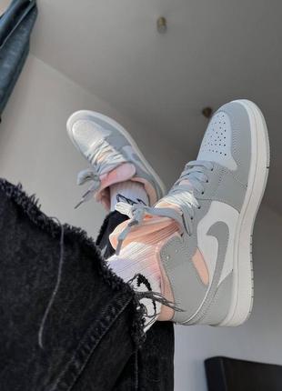 Знижка 36 nike air 1 retro grey pink жіночі кросівки найк джордан сірі з рожевим высокие кроссовки скидка серые с розовым7 фото