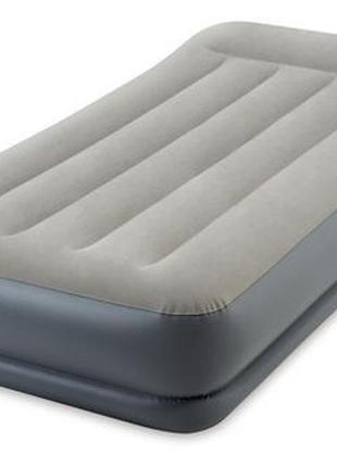 Надувная кровать intex 64116 mid-rice airbed 99х191х30см, встроенный насос 220v