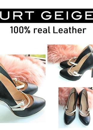 Нереальные новые сток кожаные туфли на шпильке kurt geiger 36р (к046)