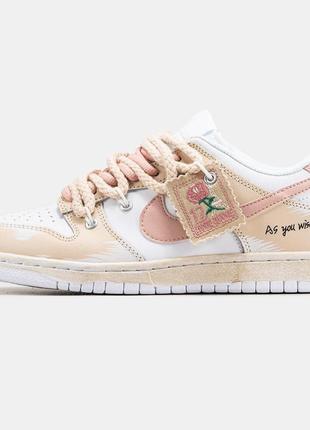 Жіночі кросівки nike sb dunk low pink white / smb