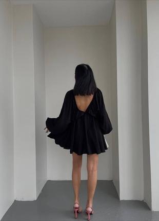 Платье мини oversize качественное базовая красная черная бежевая, стильное короткое платье с объемными рукавами9 фото