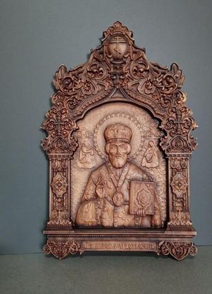 Ікона микола чудотворець у різному кіоті дерев'яна розмір 18 х 27 см.