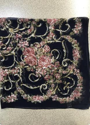 Винтаж. красивейший платок из натурального шифонового шелка8 фото