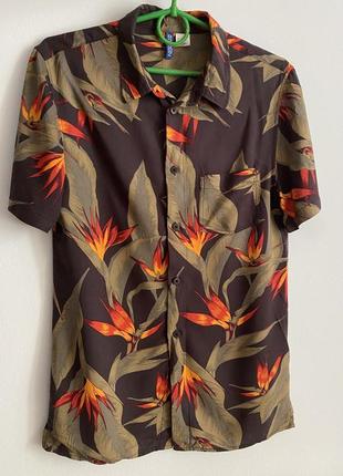 Рубашка divided h&amp;m мужская в тропический принт2 фото
