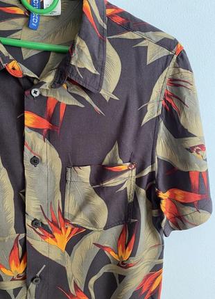 Рубашка divided h&amp;m мужская в тропический принт6 фото