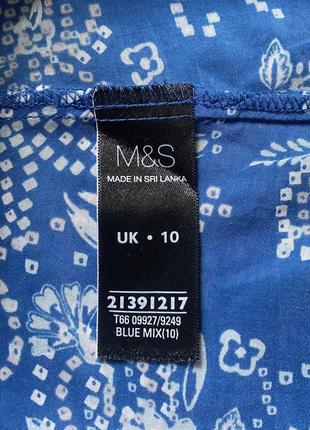 Натуральна, легка, блуза, блузка, marks&spencer, шовк, віскоза, блакитна з принтом і мережкою, синя з білим,8 фото