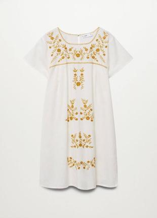 Вишита ніжна лляна сукня плаття вишиванка бренд mango3 фото