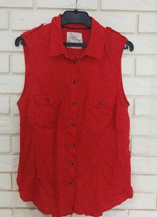 H&m яркая, красная футболка безрукавка