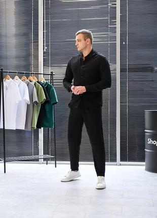 Качественный деловой костюм брюки и рубашка комплект из американского крепа стильный мужской