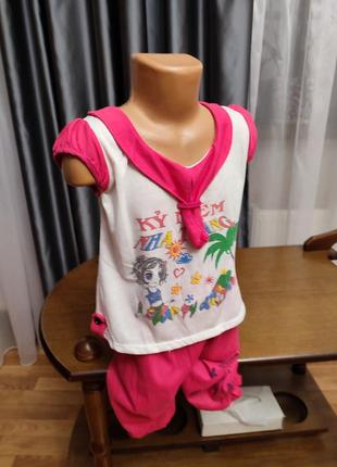 Детский летний костюм шорты бриджи и футболочка кофточка