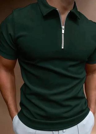 Стильная мужская футболка поло с воротником на молнии1 фото