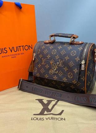 Сумка коричневая женская в стиле louis vuitton клатч сумочка саквояж луи витон кросс боди