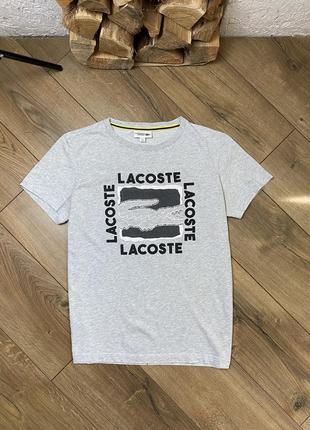 Футболка lacoste big logo m мужская футболка лакостая серая