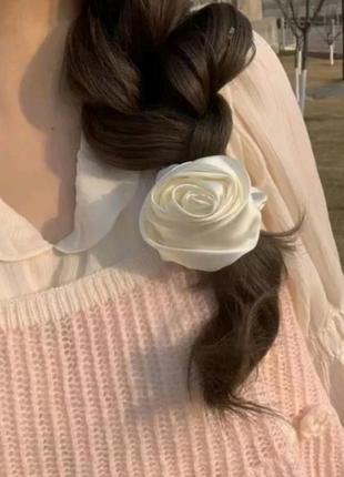 Гумка резинка  з квіткою з трояндою з трояндочкою бантик шпилька квітка троянда у волосся для волосся9 фото