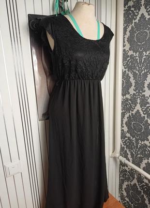 Платье черная комбинированная гипюр
