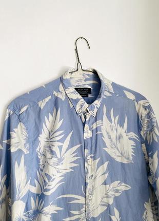 Голубая гавайская рубашка zara slim fit4 фото