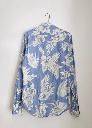 Голубая гавайская рубашка zara slim fit2 фото