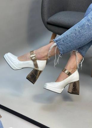 Эксклюзивные туфли из натуральной итальянской кожи и замша женские на каблуке3 фото