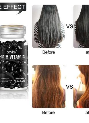 Вітаміни-капсули для темного волосся й захисту від сонця sevich (вітамін в5 та алое) 30 шт.4 фото
