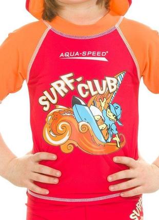 Топ сонцезахисний для хлопців aqua speed ​​surf-club t-shirt 2021 червоний, помаранчевий дит 104см gl-55