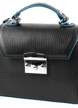 Женская кожаная сумка саквояж (ридикюль) черная eterno an-k-206