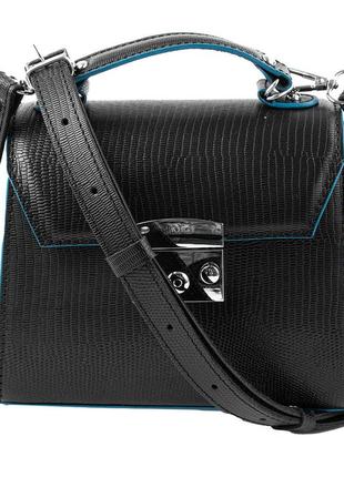 Женская кожаная сумка саквояж (ридикюль) черная eterno an-k-2063 фото