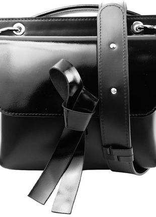 Женская кожаная сумка саквояж (ридикюль) черная eterno an-k150-black3 фото