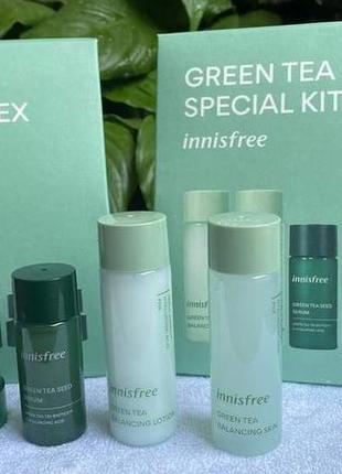 Innisfree green tea seed trio kit увлажняющий балансирующий набор зеленый чай4 фото