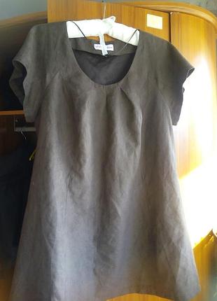 Замшевое платье-туника кофейного оттенка