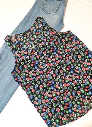 Шифоновый топ / майка / блуза в цветочный принт / блузка1 фото