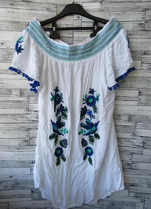 Натуральное платье с вышивкой primark