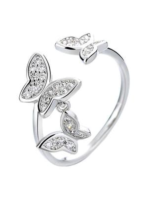 Кольцо с бабочками в цвете серебро, бижутерия, перстень, женское кольцо / fs-20611 фото