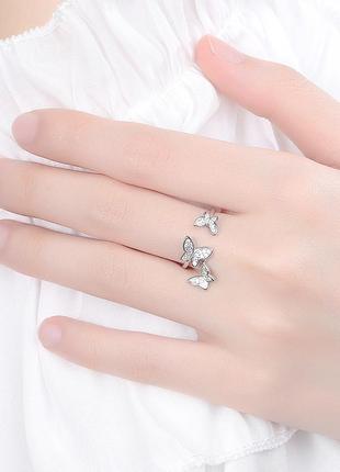 Кольцо с бабочками в цвете серебро, бижутерия, перстень, женское кольцо / fs-20612 фото