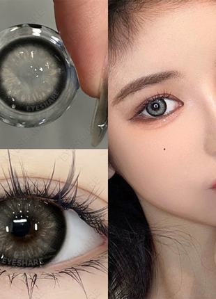 Кольорові контактні лінзи сірі великі очі + контeйнeр3 фото