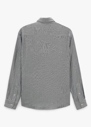 Шикарна сорочка zara herringbone textured shirt navy/white7 фото