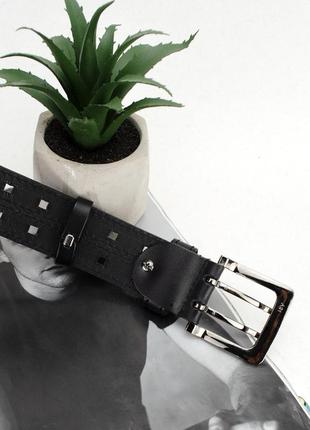 Ремень мужской кожаный ps-4043 (125 см) черный с перфорацией5 фото