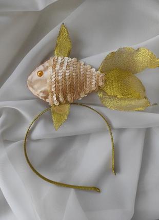 Обруч золотая рыбка, обруч с рыбкой, ободок золота рибка1 фото