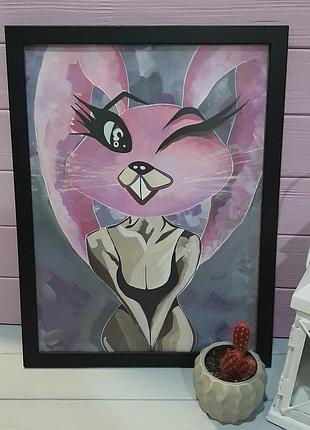 Картина акрилом "игривость женщины"