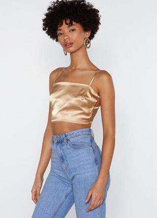 Атласний укорочений топ back at it nasty gal розмір 34 36